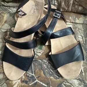 Life Stride Black Multi-Strap Comfort Sandals